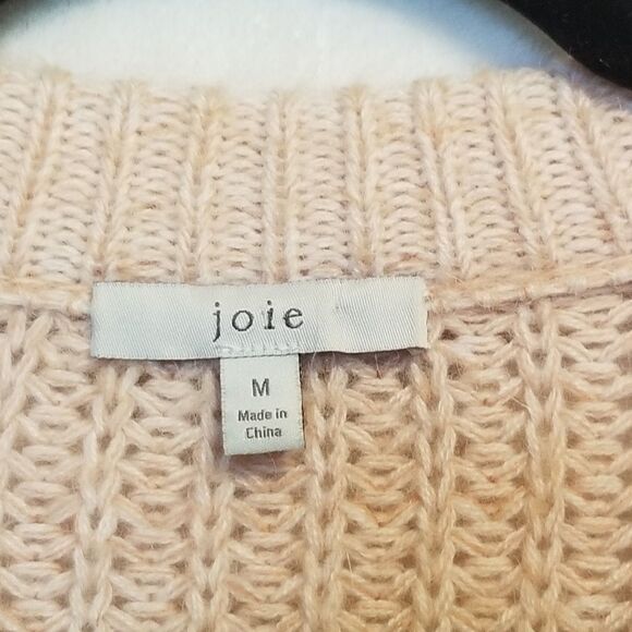JOIE M Sweater Nebi Marled Alpaca Wool Blend Pink V-Neck Oversized Chunky Preppy - Picture 5 of 8
